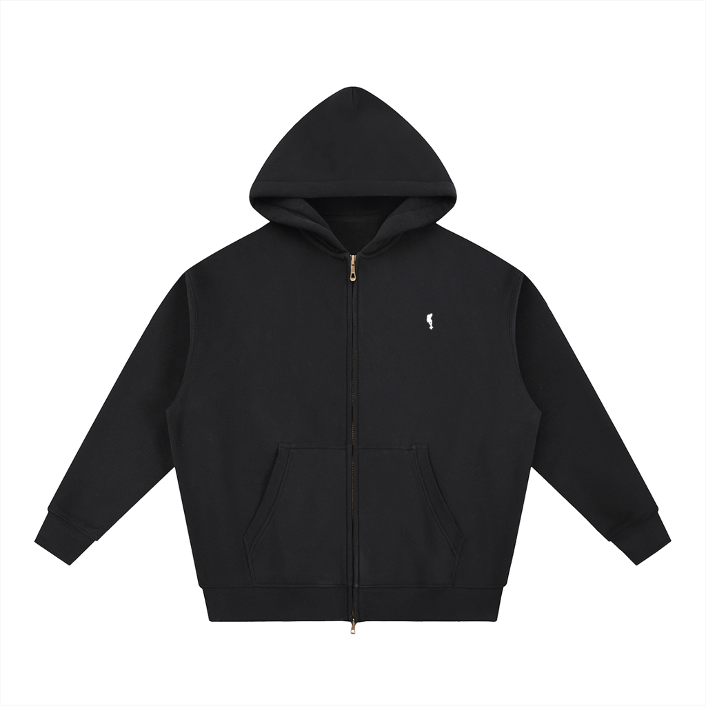 Zip-Up Hoodie - Black
